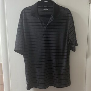 Nike Golf Black and White Striped Men's Polo Shirt